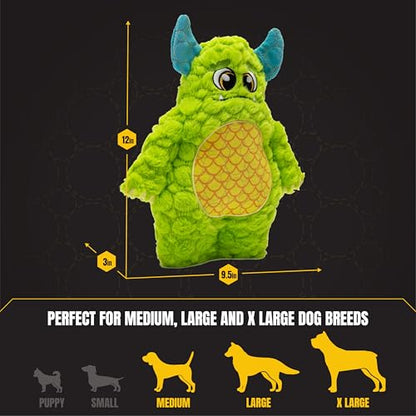 Bite Force Dog Toy - Large Durable & Strong Plush Green Monster Dog Toy, Kevlar-Reinforced for Aggressive Chewers - color: Large - Billy the Beast Monster