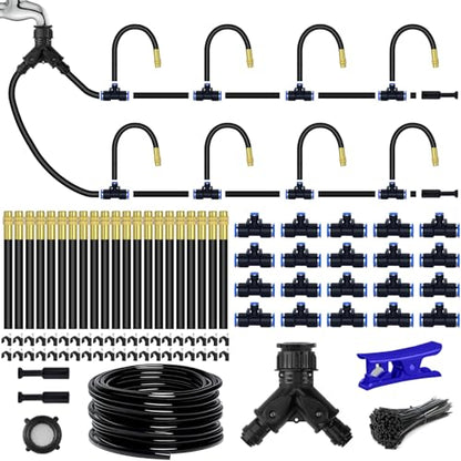 98.4Ft Drip Irrigation System, 360° Bendable Drip Irrigation Kit Automatic Irrigation System for Garden, Adjustable Garden Watering Misting System for Greenhouse, Yard, Lawn, Plant - size: 98.4Ft
