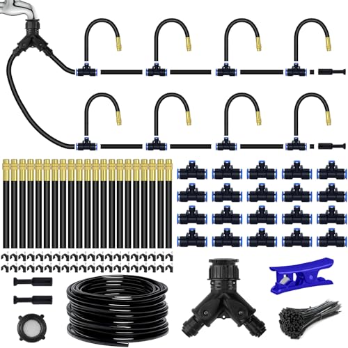 98.4Ft Drip Irrigation System, 360° Bendable Drip Irrigation Kit Automatic Irrigation System for Garden, Adjustable Garden Watering Misting System for Greenhouse, Yard, Lawn, Plant - size: 98.4Ft
