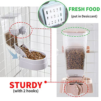 Oncpcare 1L Automatic Rabbit Food Dispenser, Rabbit Food and Water Bowls, Small Pet Feeder with Lid, Great for Rabbits, Ferrets, Cats, Birds - color: Blue