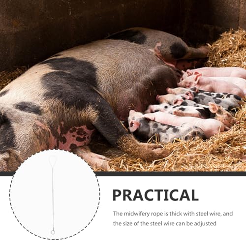 Pig Birthing Assistance Tool with Adjustable Wire Loop Ergonomic Handle Livestock Equipment Sow Aid Animal Husbandry Equipment for Safe Farrowing