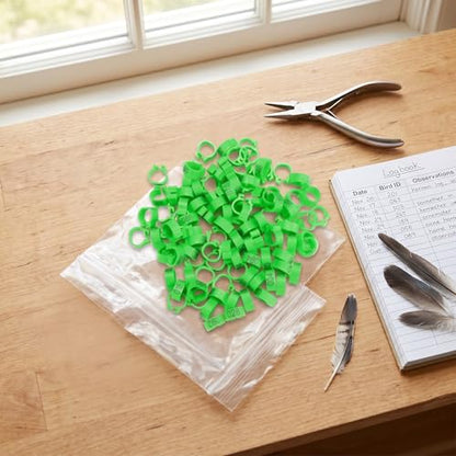 100Pcs 8mm Numbered Plastic Leg Bands, Colorful Clip-On Bird Identification Rings for Quail Chicken Chicks Poultry Management