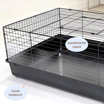 12 Pcs Cage Guard 13.8"x4.7" with Zip Ties & Personalized Letter Stickers, Scatter Guard Clear Cage Liner Flexible Side Lining for Rabbit Guinea Pig C&C Metal Wire Playpen - size: 13.8" x 4.7" (12 PCS, 8 Holes)