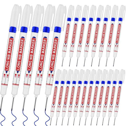 20 PCS Long Head Deep Hole Marker Pens,20mm Long Nib Marker,Longs Nose Markers,Waterproof Construction Markers Marking Tool,Permanent Markers Carpenter Ink marker Pens,Metal marking Pens,Blue - color: 20PCS-20MM Blue