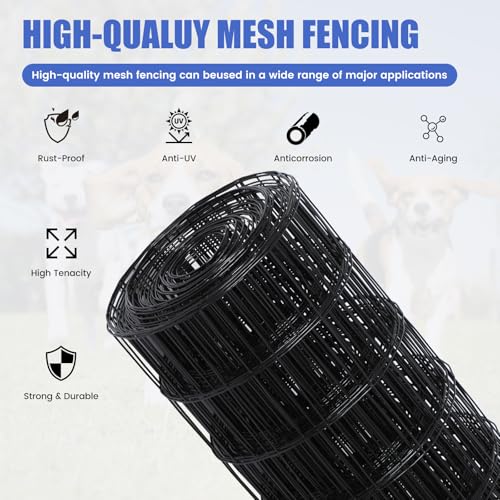 2×3in 36''×50' Welded Wire Mesh, Chicken Wire Mesh Metal Garden Plant Fencing, Black PVC Coated Raised Garden Bed Plant Supports Poultry Netting, Welded Fence Rabbit Cage - size: 2x3in 36inx50ft