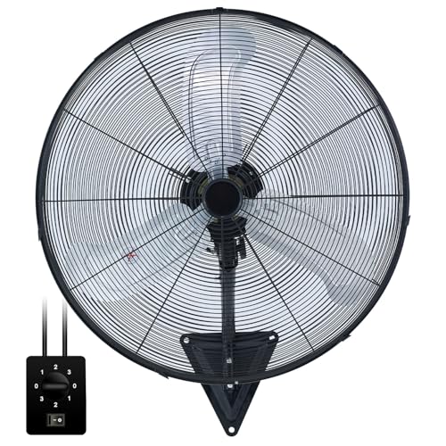 30" Wall Mount Fan, Powerful Airflow High Velocity Oscillating Wall Fans | Max 9500 CFM Heavy Duty Industrial Mounted Fan, 3-Speeds for Garage, Factory, Patio, Indoor, Shop & Commercial Use, 30 Inch - color: 30" Black