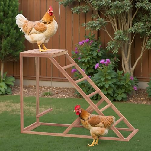 Chicken Roosting Bars with Bird Swing, Ramp, Bars Toys for Pet's Health & Happy, Chicken Perch Easy to Clean, Exercise The Bird's Claws Suitable for Backyard Farms 38.11 X 15.75 X 27.95 (A) - size: Small
