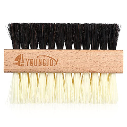 YoungJoy Dual Sided Sneaker Shoe Cleaner Brush Set Shoes Clean Brush Kit Horsehair Boar and Plastic Bristles with Microfiber Cloth (C) - style: C