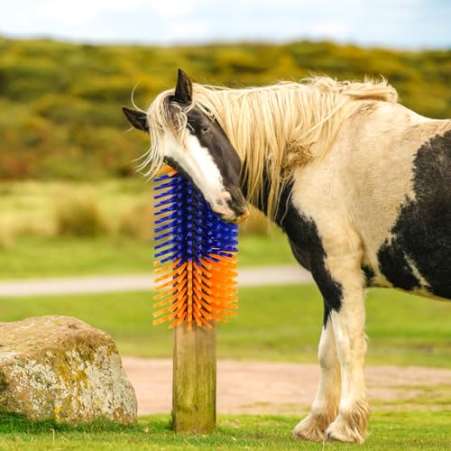Cididu Livestock Scratch Brush, Cow Brush Scratcher with 4 Screws | Horse Brushes for Grooming, Livestock Scratching Post Horse Grooming Supplies Back Scratching for Cattle Goat Sheep Elk Pig