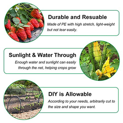 Bird Netting for Garden, 13Ft x 33Ft Reusable Garden Netting Plants Barrier, Plant Mesh Net Protect Fruit Tree Seedlings Plants from Birds, Cicadas, Rodents, Black - color: Black