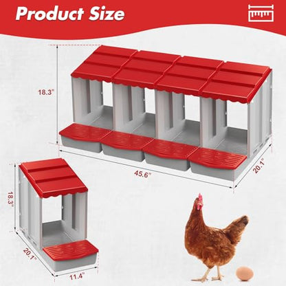 Chicken Nesting Boxes,4 Hole Nesting Box for Chicken Coop, Rolling Egg Collection and Protection Nesting Boxes - size: 4 Compartment