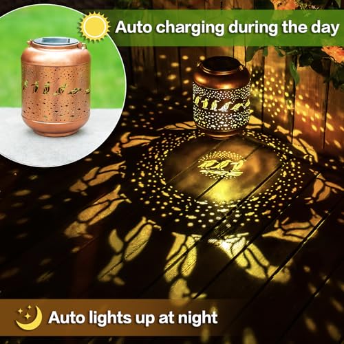Penguin Solar Lanterns Outdoor Waterproof,Hanging Solar Lights Penguin Gifts for Women Men Metal LED Decorative Light for Yard,Patio,Lawn,Tabletop,Pathway,Landscape,Garden Decor - style: Penguin