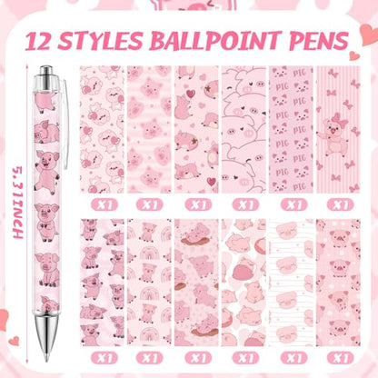 Dispowreath 24 Pcs Piggy Sticky Notes with Pens Pink Pig Themed Christmas Gifts Self Adhesive Notepad Cute Memo Notes Pads Black Ink Ballpoint Pen for Pig Lover Gifts Office School Students Teacher - style: Pig
