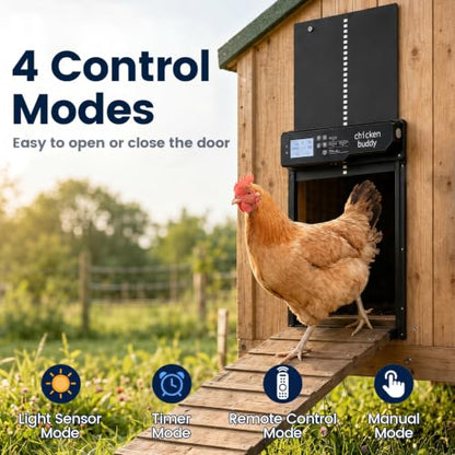 Giantex Automatic Chicken Coop Door Solar Powered with Light Sensor & Timer | Aluminum Auto Chicken Door, 4 Modes, Anti-Pinch Safety Protection, LCD Display, Remote Control, USB Charging Included