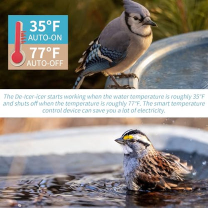 2Pack 250 Watt Pond De-Icer with Thermostat, Cast Aluminum Submersible Bird Bath Heater, Heated Chicken Water, Power Cord 9.8 Ft - size: 250W
