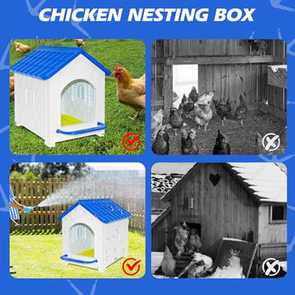 Chicken Nesting Box, Waterproof Plastic Chicken Coop with Washable Nesting Pad, Nesting Box for Hens, Ducks, Rabbits and Poultry - color: Blue