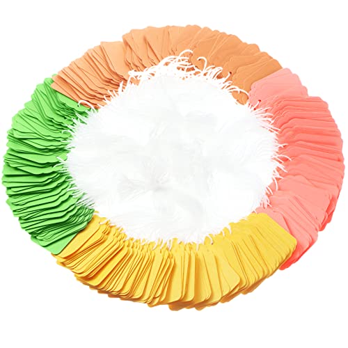 Fainne 3000 Pcs Price Tags with String 1.18 x 1.89 Inches Matte Surface Marking Tags Merchandise Strung Writable Jewelry Labels Hanging Blank Labeling for Yard Garage Gift Clothing(Colorful) - color: Colorful