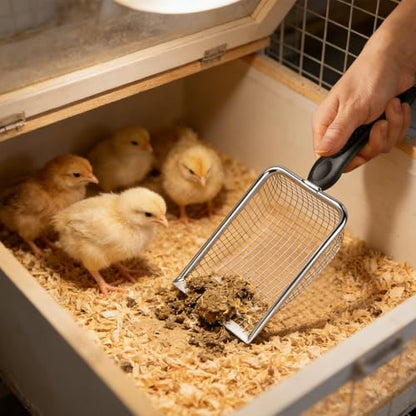 of 2 Stainless Steel Poultry Manures Scoops Ergonomic Handle for Quick Coops Maintenance Garden Shovel