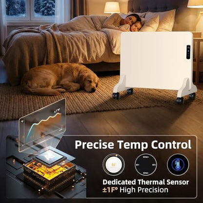 Wall Convection Space Heater Panel, Smart WiFi Heater for Indoor Use | 400W Energy Efficient with Remote & APP Control, Quiet for Bedroom, Office