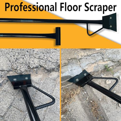 Black Color Heavy Duty Spring Steel Concrete Floor Scraper with 50" Long Length T-handle and Foot kick-Replaceable Steel Blade. (floor scraper)