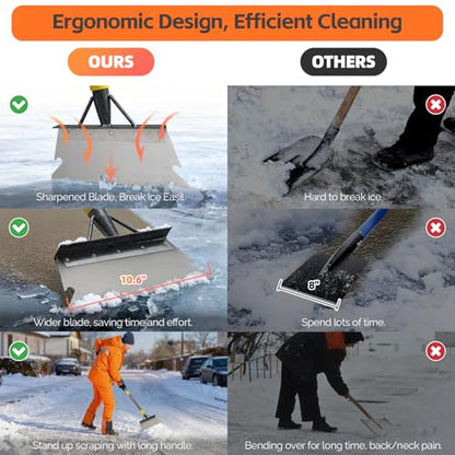 Garden Shovel, Weeding Tool, Multifunctional Garden Cleaning Shovels, 72 Inch Floor Scraper Long Handle, Heavy Duty Metal Flat Spade Shovel for Lawn Edging, Crack Weeder, Ice Chopper, Snow Shovel - size: 72"