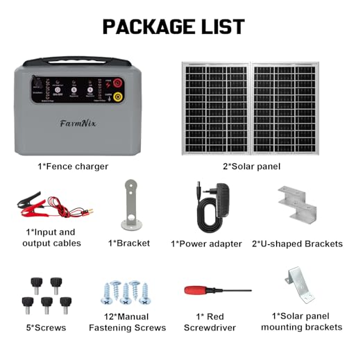 6-12KV Adjustable Output Solar Charger,30 Miles Solar Electric Fence Charger,1.5J Solar Fence Charger,15W Solar Powered Electric Fence Kit for Livestock,24H Uninterrupted Protection - color: Gray