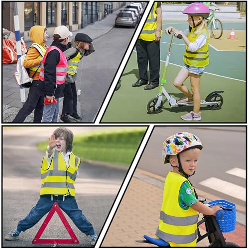 AYKRM Kids High visibility viz vest hi vis viz reflective safety vests - color: Red, size: 10-14Y