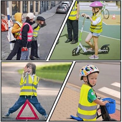 AYKRM Kids High visibility viz vest hi vis viz reflective safety vests - color: Green, size: 6-9Y