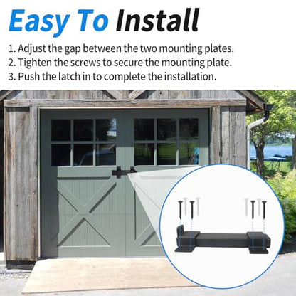 Outdoor Gate Latches for Wooden Gates, Slide Gate Latch Lock with Padlock Hole, Double Heavy Duty Gate Latch Lock Compatible with Garden Wooden Fence, Shed, Barn Door (Black)