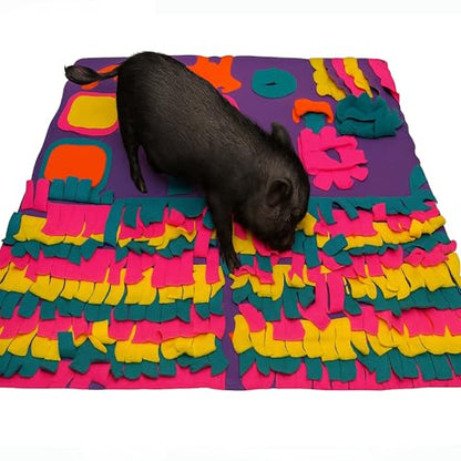 Piggy Poo and Crew Snuffle Mat for Dogs Puppies Pigs Rabbits Cats Small Animals Foraging Toy with Non-Skid Backing