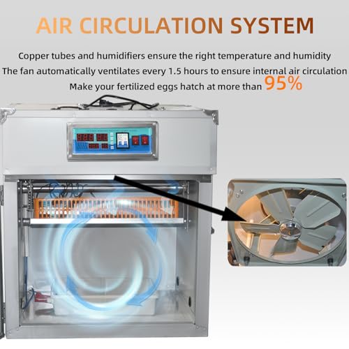 XKV 88 Egg Large Incubator with Automatic Egg Turning,Temperature Control and Humidity Control,Hatching Eggs,Chicken,Ducks,Poultry,with a Viewing Window,Easy to use - size: 88 Egg-152L