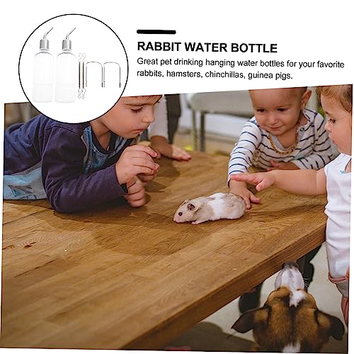 2pcs Hanging Water Bottle Dispenser for Rabbits Chinchillas Guinea Pigs Leakproof Durable Pet Drinking Transparent Design for Easy Monitoring