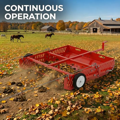 2-in-1 Scoop and Tow Manure Scooper, Yard Sweeper for Horse Manure, Versatile Lawn Sweeper, and Efficient Drag Manure Collector for Easy Cleanup