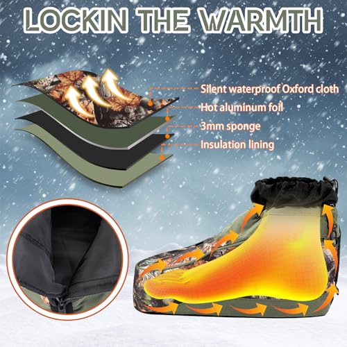 Chicingyou 5 Pcs Outdoor Insulators Set 1 Pcs Insulated Boots Covers 15.0 x 19.7 x 11.8 Inch Waterproof PU Leather Non Slip 2 Sock 2 Thermal Survival Blanket for Hunting, Camping, Ice Fishing, Hunting