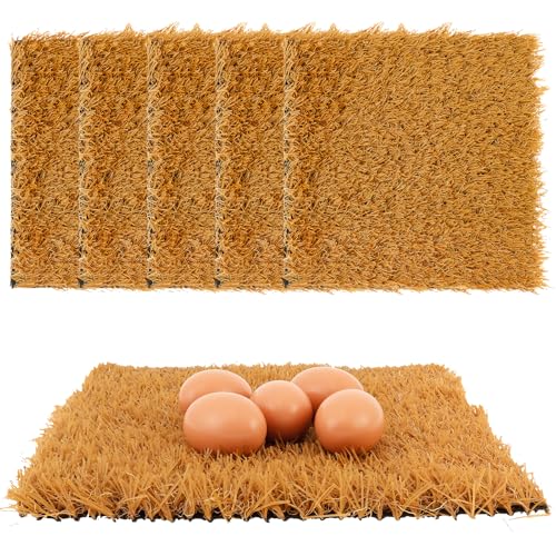 6PCS Chicken Nesting Pads for Chicken Coop,12" Nesting Box Bedding Grass for Laying Eggs, Washable Nest Liners Poultry Supplies, Artificial Grass Rug Carpet for Pet Garden Lawn Indoor Outdoor (Yellow) - color: Yellow
