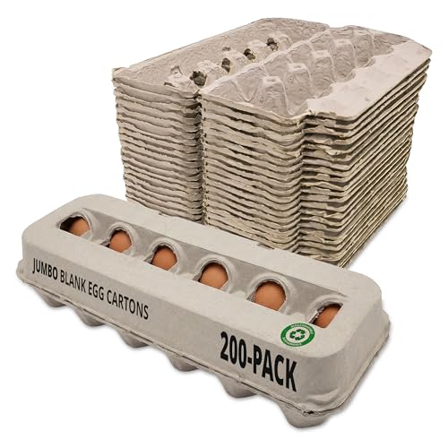 Stromberg's Jumbo Blank Egg Cartons, Bulk Pack for Jumbo Eggs, Perfect for Custom Branding, Safe & Secure Egg Storage, Convenient Stacking for Easy Transport and Storage, 200 Pack