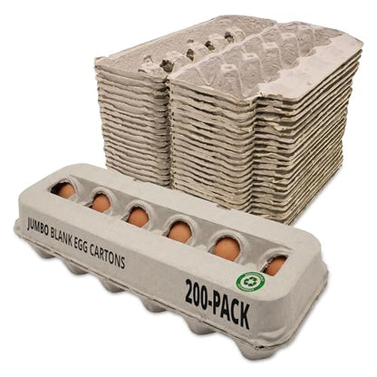 Stromberg's Jumbo Blank Egg Cartons, Bulk Pack for Jumbo Eggs, Perfect for Custom Branding, Safe & Secure Egg Storage, Convenient Stacking for Easy Transport and Storage, 200 Pack