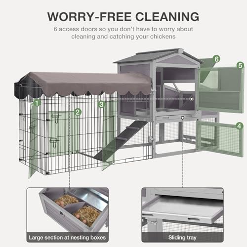 Portable Chicken Coop with Nesting Boxes and Waterproof Cover - Mobile Hen House with Wheels, Metal Chicken Run, and Poultry Cage - Ideal Chicken Tractor for Secure and Comfortable Housing