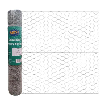 20GA Galvanized Hexagonal Poultry Netting Chicken Wire 24 inches x 50 feet x 1 inch Mesh - size: 24"x50'