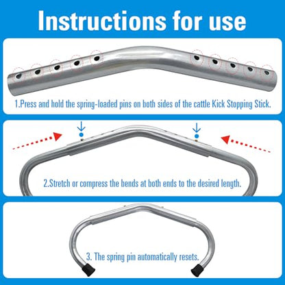 Cattle Anti Kicking Stick,Adjustable Retractable Cow Stop Kick Rod Metal Cow Anti Kick Off Device Tool Veterinary Equipment