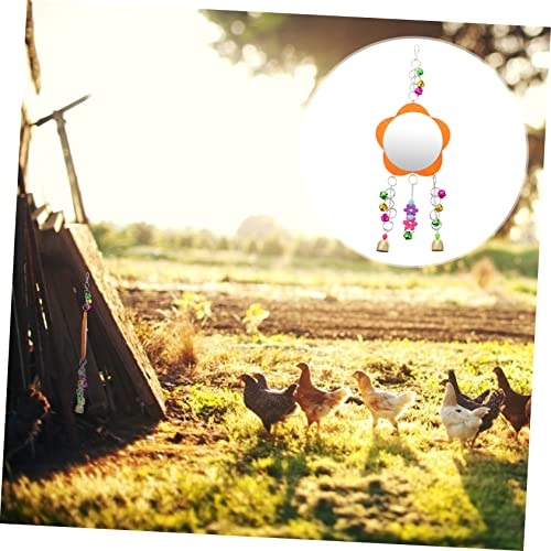 VICASKY 1pc Chicken Mirror Toy Beak Grinding Swing Mirror for Hen Coop Playtime and Cage Decoration Easy to Install for Birds and Livestock