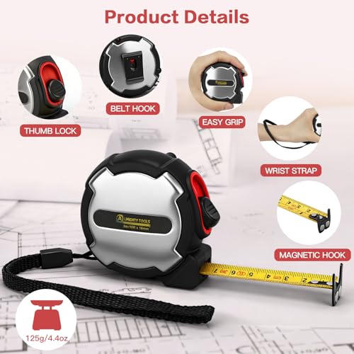 10Pack 10FT Tape Measure, Small Retractable Measuring Tape, Mini Tape Measure with Metric/Inch, Dual Sided, Magnetic Hooks, Rubber + Stainless Steel Case, for Home, Construction & DIY (10ft 10pack) - size: 10ft 10pack