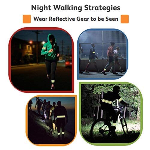 Reflective Running Gear Belt for Night Walking/Running, Visibility Bands for Runners, Cyclists - Bicycle Pants Cuff Clips, Arm/Ankle/Leg Safety Bands (2 Bands)