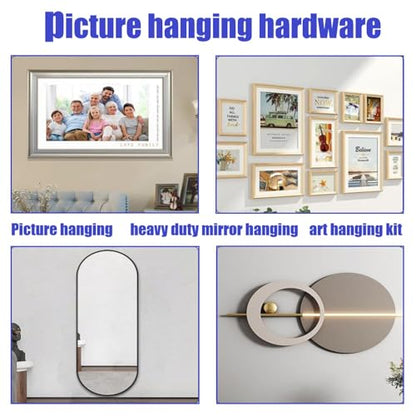 French Cleat Hanger Kit- 6 Sets Picture Hanging Jig with Screws,Bird House Bird Feeder Hanger For Outside,Art Gallery Wall Flush Mount Heavy Duty Picture Hanging Hanger ,Stainless Steel Shelf Brackets - color: Silver