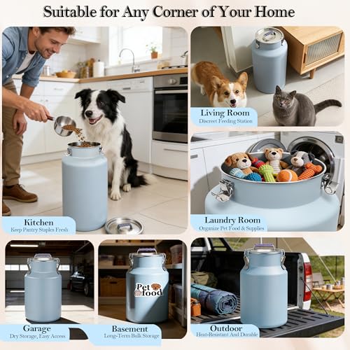 25 lb Stainless Steel Dog Food Storage Container, Airtight Metal Pet Food Canister with Lid & Scoop for Dog Cat Kibble, Heavy Duty for Daily Use, Keeps Kibble Fresh & Crunchy - size: Small