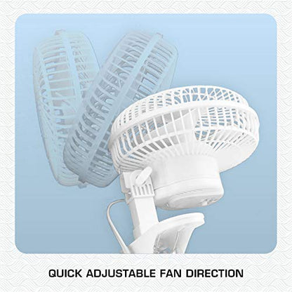 Hurricane Classic 6 Inch Clip Fan, 2 Speed Portable Desk Table Fan with Tilt, White - style: 6" Classic Clip Fan