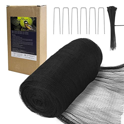 Bird Netting for Garden - 6.5 x 32.8 FT Heavy Duty Anti Bird Netting Mesh with Ties and Landscape Staples for Vegetable, Fruit Trees & Other Plants, Lasting Against Birds Deer Squirrels and Poultry - size: 6.5 x 32.8FT