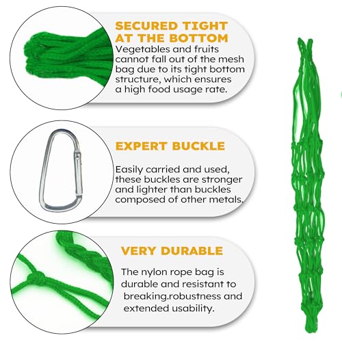 Chicken Vegetable Fruit Hanging Feeder 4Pcs, Reusable String Bag with Hook for Chicken Coop Toys, Poultry Feeding Tool for Hens,Duck,Goose(Green) - color: Green