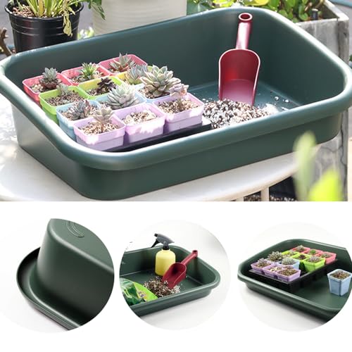 Garden Tidy Tray, Multifunctional One Piece Potting Tray for Seeding, Mixing, Growing and Pot Storage, Succulent and Cactus Soil Potting Mix Tray 23"x16.4"x4.3",Green - color: Green