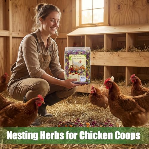 Premium Chicken Nesting Herbs (42oz Bulk Bag) – Calms Hens, Boosts Egg Laying, Natural Floral Scent, Freshens Coop, Nesting Herbs for Chicken Coop Pads & Bedding, Backyard Chicken Essential